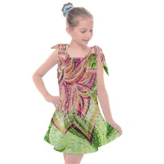 Colorful Design Acrylic Canvas Kids  Tie Up Tunic Dress