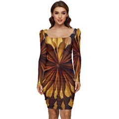 Light Star Lighting Lamp Women Long Sleeve Ruched Stretch Jersey Dress by Amaryn4rt