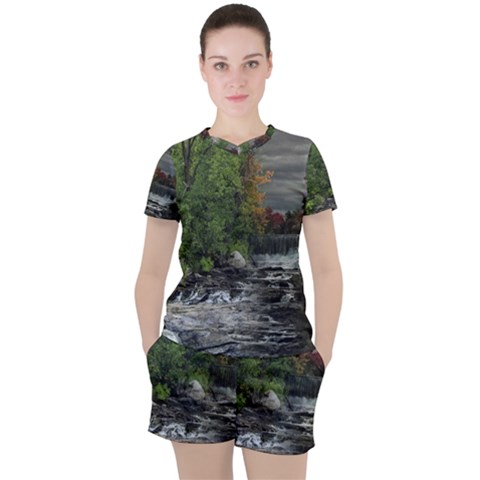 Landscape Summer Fall Colors Mill Women s T-shirt And Shorts Set by Amaryn4rt