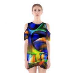 Light Texture Abstract Background Shoulder Cutout One Piece Dress