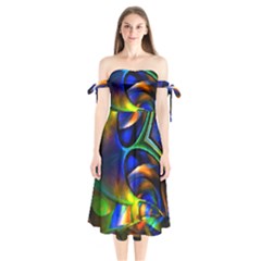 Light Texture Abstract Background Shoulder Tie Bardot Midi Dress by Amaryn4rt