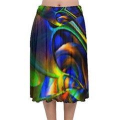 Light Texture Abstract Background Velvet Flared Midi Skirt