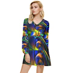 Light Texture Abstract Background Tiered Long Sleeve Mini Dress by Amaryn4rt