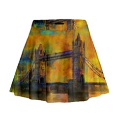 London Tower Abstract Bridge Mini Flare Skirt by Amaryn4rt