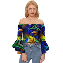 Light Texture Abstract Background Off Shoulder Flutter Bell Sleeve Top by Amaryn4rt