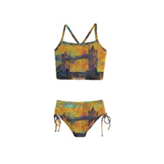 London Tower Abstract Bridge Girls  Tankini Swimsuit by Amaryn4rt