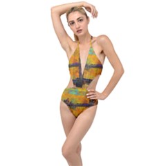 London Tower Abstract Bridge Plunging Cut Out Swimsuit by Amaryn4rt