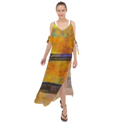 London Tower Abstract Bridge Maxi Chiffon Cover Up Dress by Amaryn4rt