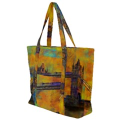 London Tower Abstract Bridge Zip Up Canvas Bag by Amaryn4rt