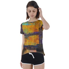 London Tower Abstract Bridge Short Sleeve Open Back T-shirt by Amaryn4rt