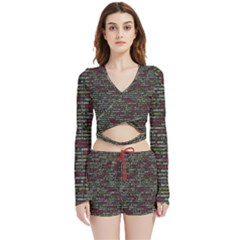 Full Frame Shot Of Abstract Pattern Velvet Wrap Crop Top And Shorts Set by Amaryn4rt