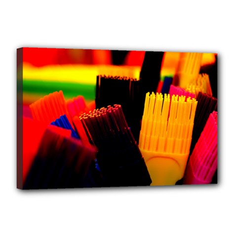 Plastic Brush Color Yellow Red Canvas 18  x 12  (Stretched)