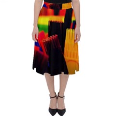 Plastic Brush Color Yellow Red Classic Midi Skirt