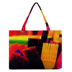 Plastic Brush Color Yellow Red Zipper Medium Tote Bag