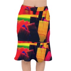 Plastic Brush Color Yellow Red Short Mermaid Skirt