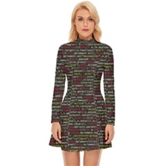 Full Frame Shot Of Abstract Pattern Long Sleeve Velour Longline Dress by Amaryn4rt