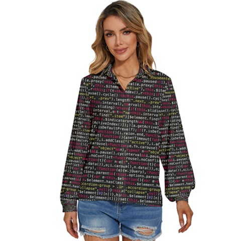 Full Frame Shot Of Abstract Pattern Women s Long Sleeve Button Up Shirt by Amaryn4rt