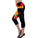 Plastic Brush Color Yellow Red Lightweight Velour Capri Leggings  View3