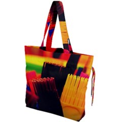 Plastic Brush Color Yellow Red Drawstring Tote Bag