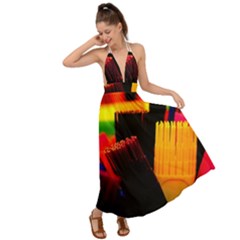 Plastic Brush Color Yellow Red Backless Maxi Beach Dress by Amaryn4rt