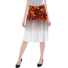 Effect Pattern Brush Red Midi Beach Skirt by Amaryn4rt