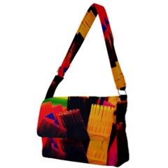 Plastic Brush Color Yellow Red Full Print Messenger Bag (L)