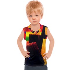 Plastic Brush Color Yellow Red Kids  Sport Tank Top