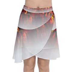 Effect Pattern Brush Red Chiffon Wrap Front Skirt by Amaryn4rt