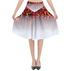 Effect Pattern Brush Red Flared Midi Skirt by Amaryn4rt