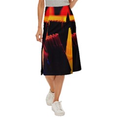 Plastic Brush Color Yellow Red Midi Panel Skirt by Amaryn4rt