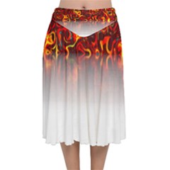 Effect Pattern Brush Red Velvet Flared Midi Skirt by Amaryn4rt