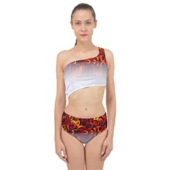 Effect Pattern Brush Red Spliced Up Two Piece Swimsuit by Amaryn4rt