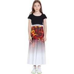 Effect Pattern Brush Red Kids  Flared Maxi Skirt by Amaryn4rt