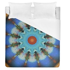 Pattern Blue Brown Background- Duvet Cover (queen Size) by Amaryn4rt