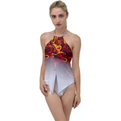 Effect Pattern Brush Red Go With The Flow One Piece Swimsuit by Amaryn4rt