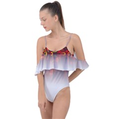 Effect Pattern Brush Red Drape Piece Swimsuit by Amaryn4rt