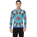 Pattern Blue Brown Background- Men s Long Sleeve Rash Guard View1