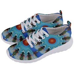 Pattern Blue Brown Background- Men s Lightweight Sports Shoes by Amaryn4rt