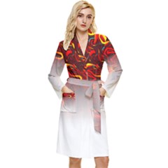 Effect Pattern Brush Red Long Sleeve Velvet Robe by Amaryn4rt