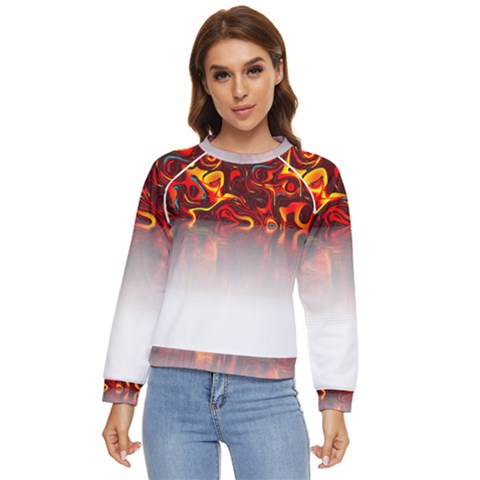 Effect Pattern Brush Red Women s Long Sleeve Raglan T-shirt by Amaryn4rt