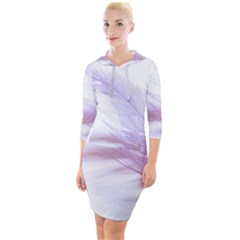 Ring Feather Marriage Pink Gold Quarter Sleeve Hood Bodycon Dress by Amaryn4rt