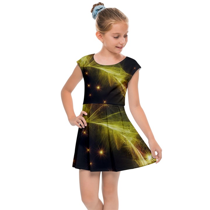 Particles Vibration Line Wave Kids  Cap Sleeve Dress