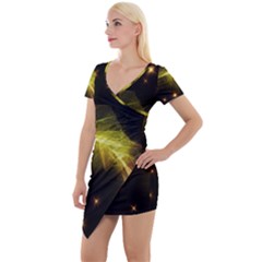 Particles Vibration Line Wave Short Sleeve Asymmetric Mini Dress by Amaryn4rt