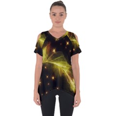 Particles Vibration Line Wave Cut Out Side Drop T-shirt by Amaryn4rt