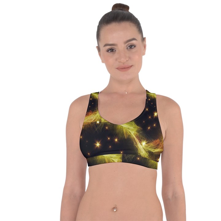 Particles Vibration Line Wave Cross String Back Sports Bra