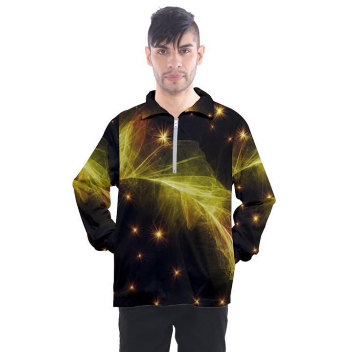 Particles Vibration Line Wave Men s Half Zip Pullover