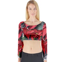 Star Of Bethlehem Star Red Long Sleeve Crop Top by Amaryn4rt