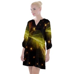 Particles Vibration Line Wave Open Neck Shift Dress