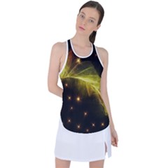 Particles Vibration Line Wave Racer Back Mesh Tank Top