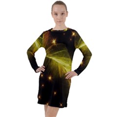 Particles Vibration Line Wave Long Sleeve Hoodie Dress by Amaryn4rt